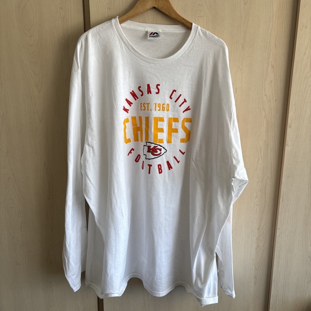 Majestic Kansas City Chiefs "Kingdom" White Long Sleeve T Shirt Men's Size 3XL
